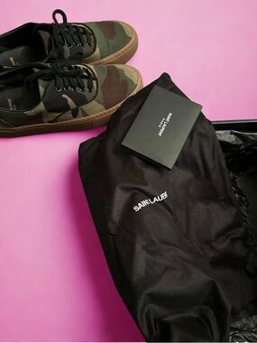 Saint Laurent Women’s Camouflage Low-Top Sneakers - Green/Brown